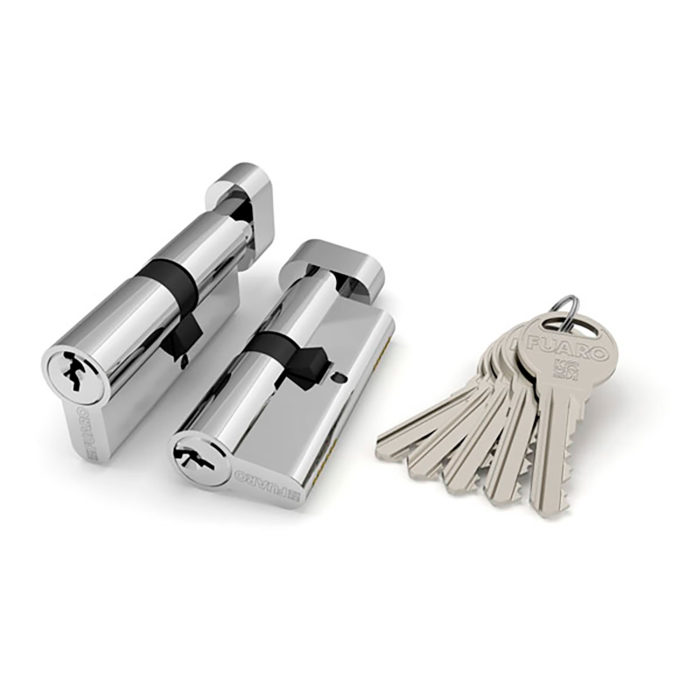 Цилиндровый Fuaro (Фуаро) механизм (R302/60) R3002Knob60(25+10+25) CP хром 5Key с вертушкой